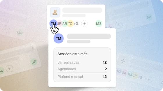 Resumo das sessões de um aluno no mês.