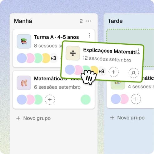 Um grupo a ser arrastado para a coluna da tarde.